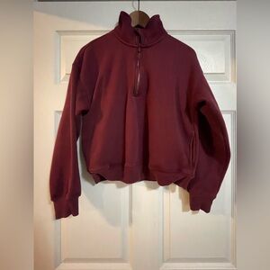 Fabletics Maroon Quarter-Zip Sweatshirt